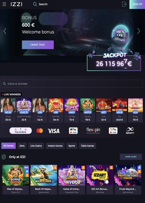Spielevielfalt Izzi Casino